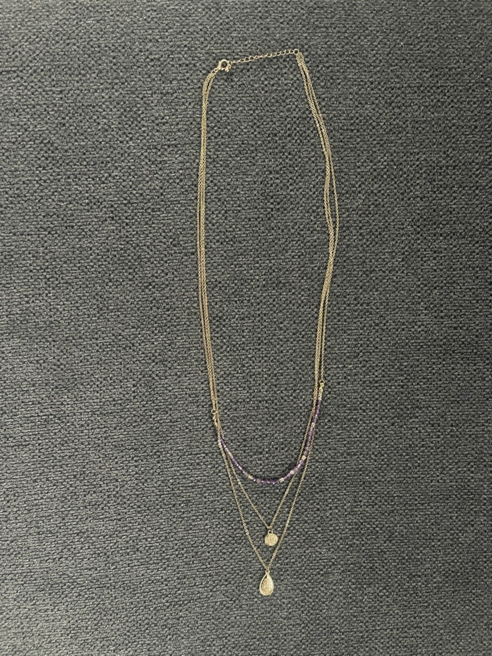 Layered Gold Necklace with Purple Bead Accent